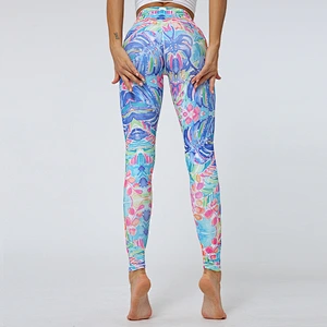 Manufacturers Breathable quick-drying botanical sports pants fitness high waist tight stretch yoga leggings for women