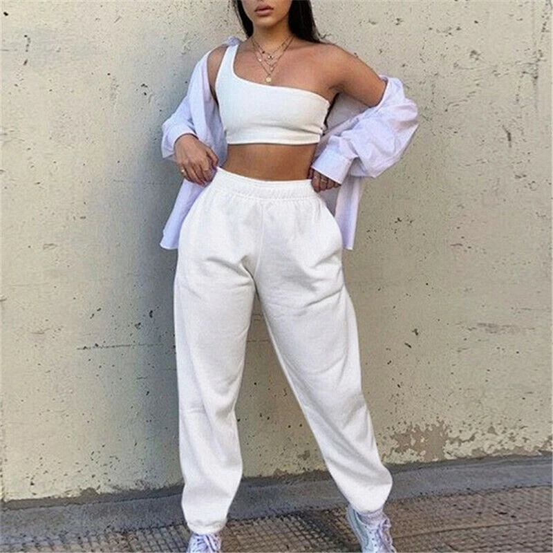 Custom Made Low Price Solid Color Pockets Casual Female Pants High Waist Thick Ladies Sweat pants Jogger Sweat Trousers