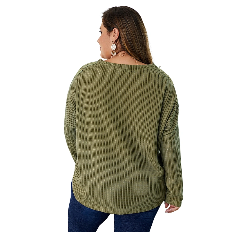 Custom Logo Women Plus Size Lightweight Knit Pullover Sweaters Long Sleeve V-neck Sweater tops