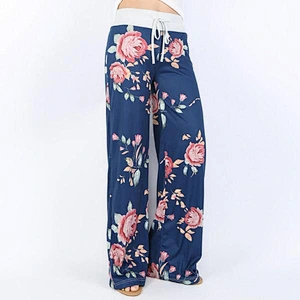 Factory Wholesale Women's Pajama Lounge Pants Floral Striped Polka Dot Print Comfy Casual Stretch Palazzo Bottoms Pants Wide Leg