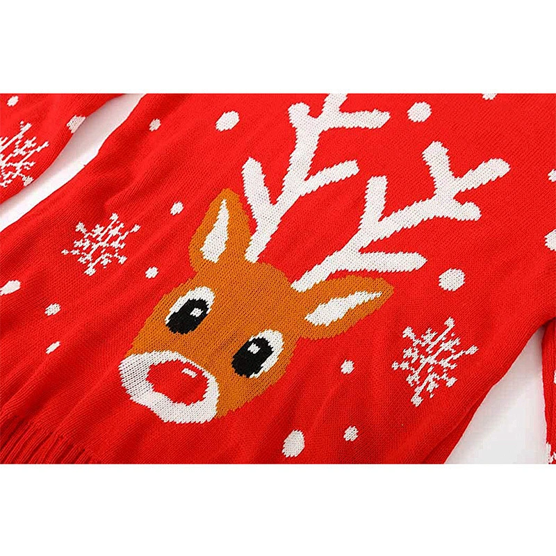 Customized Design Women's Christmas Reindeer Snowflakes Sweater Knitted Pullover Sweater Tops