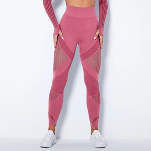 Women's Sexy Stripe Tummy Control Workout Gum Fitness Pants High Waist Seamless Yoga Leggings