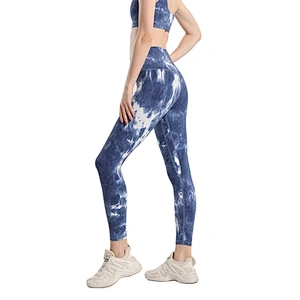 Customized Logo Womens High Waist Yoga Leggings Bottoms Tie Dye Yoga fitness Sports Pants