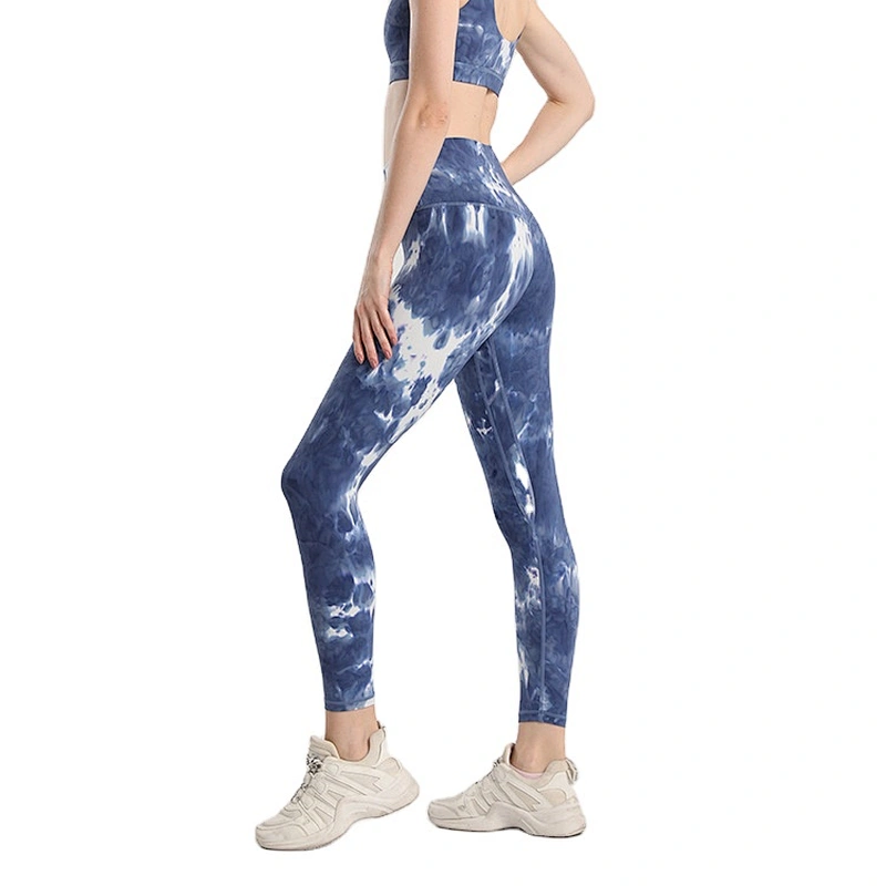 Customized Logo Womens High Waist Yoga Leggings Bottoms Tie Dye Yoga fitness Sports Pants