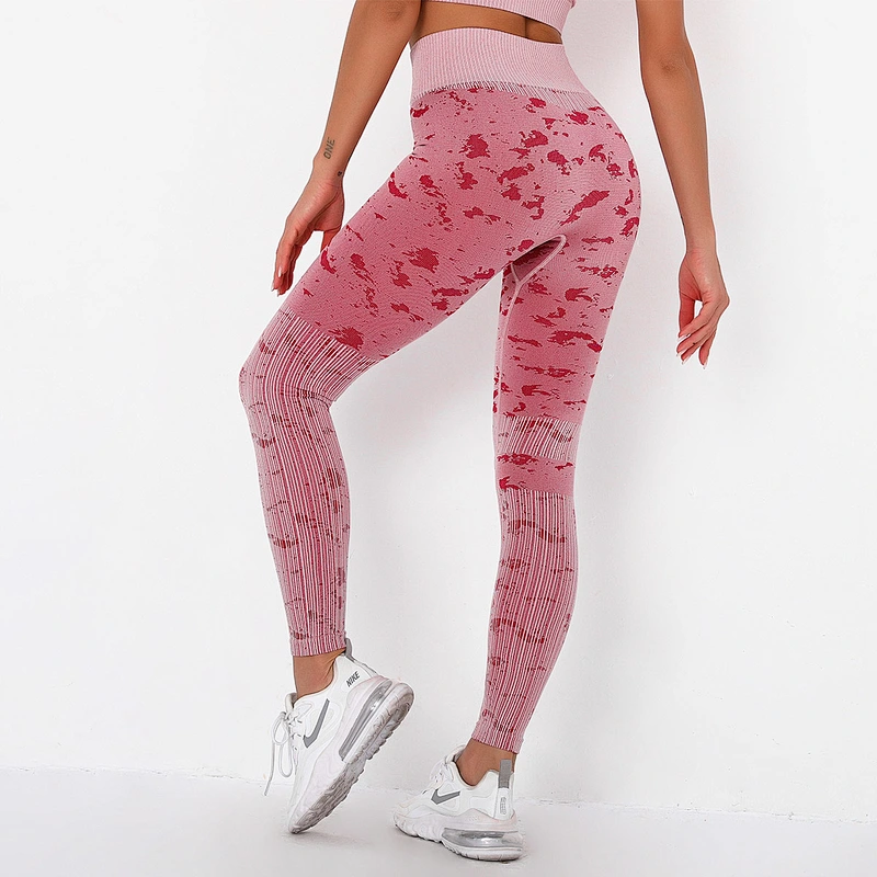 Women's Tummy Control Butt Lift Workout Sports Pants High Waist Pink Seamless Yoga Leggings High Elasticity