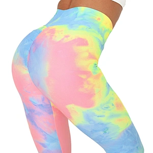 Womens High Waist Tie Dye Yoga Pants Tummy Control Workout Running Soft Stretch Yoga Pants Leggings Capris