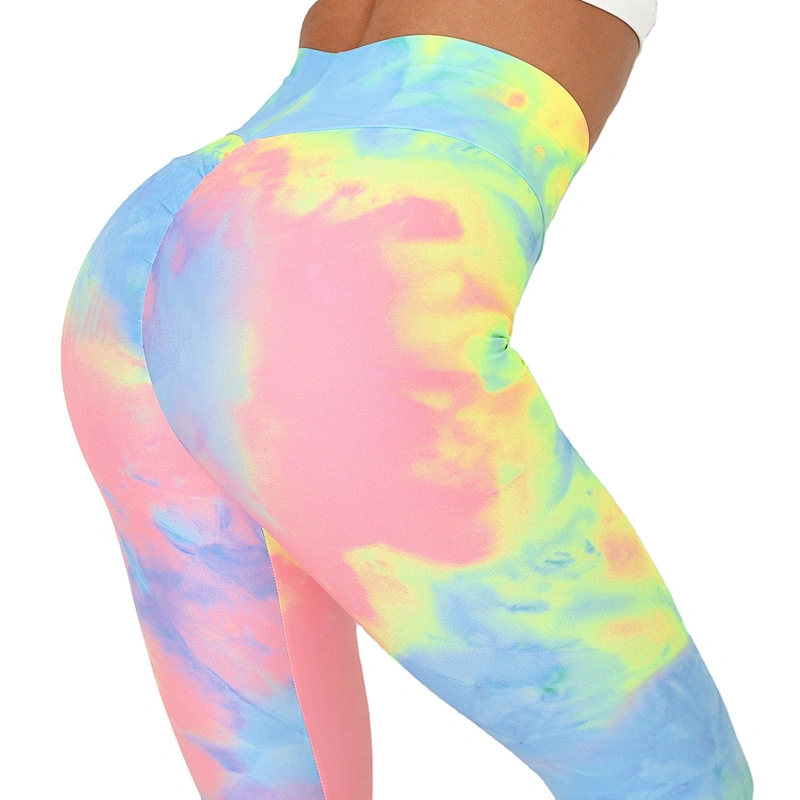Womens High Waist Tie Dye Yoga Pants Tummy Control Workout Running Soft Stretch Yoga Pants Leggings Capris
