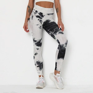 Womens High Waisted Workout Leggings Soft Opaque Slim Tummy Control Printed Tie dye Pants for Sports Yoga