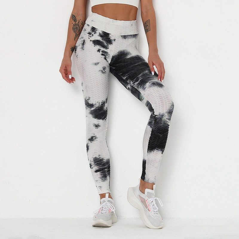 Womens High Waisted Workout Leggings Soft Opaque Slim Tummy Control Printed Tie dye Pants for Sports Yoga