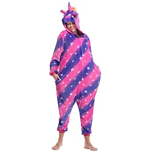 Amazon Hot Womens One Piece Jumpsuit Loungewear Unicorn Animal Sherpa Fleece Carton Onesie Pajamas
