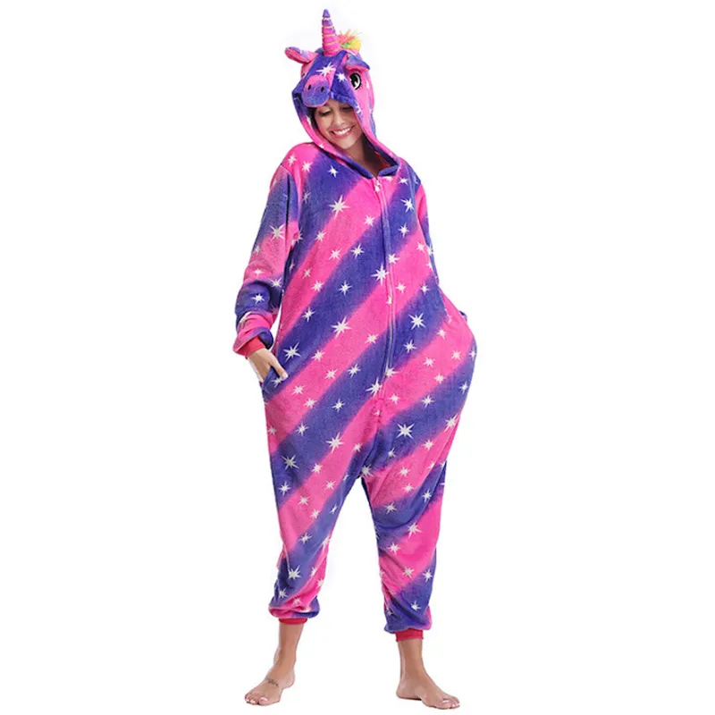Amazon Hot Womens One Piece Jumpsuit Loungewear Unicorn Animal Sherpa Fleece Carton Onesie Pajamas