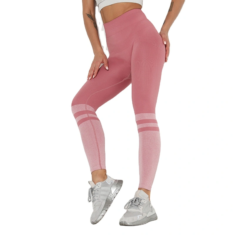 Women's Tummy Control Butt Lift Yoga Fitness Workout Sports Pants High Waist Stripe Yoga Pants Leggings Bottoms