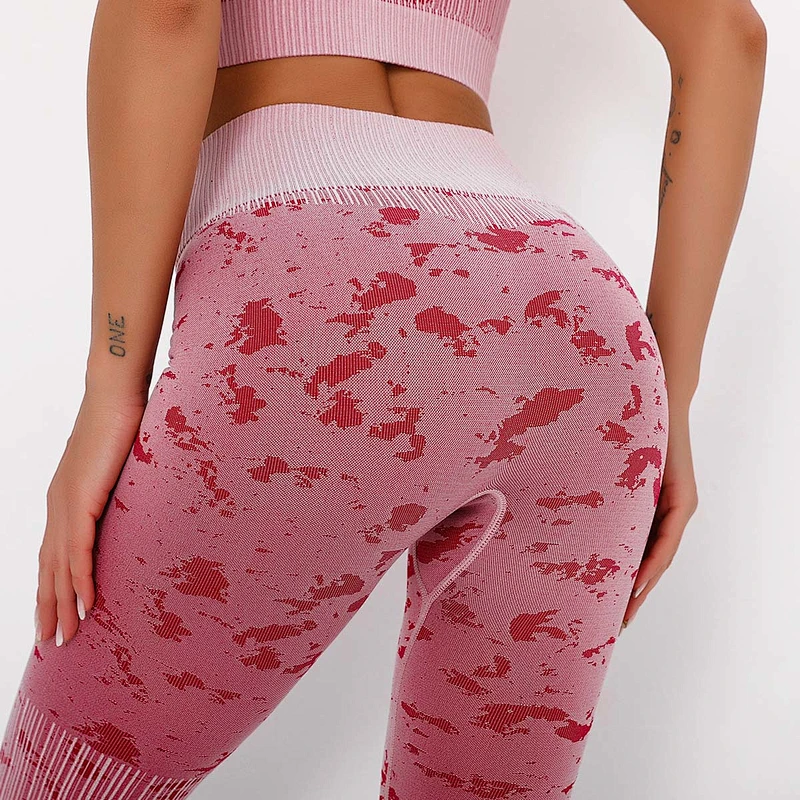 Women's Tummy Control Butt Lift Workout Sports Pants High Waist Pink Seamless Yoga Leggings High Elasticity