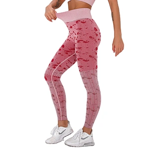 Women's Tummy Control Butt Lift Workout Sports Pants High Waist Pink Seamless Yoga Leggings High Elasticity