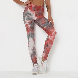 Womens High Waisted Workout Leggings Soft Opaque Slim Tummy Control Printed Tie dye Pants for Sports Yoga