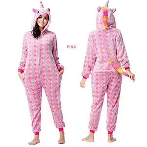 Unisex Womens Onesie Pajamas Unicorn Animal Sherpa Fleece One Piece Jumpsuit Cosplay Party Costume