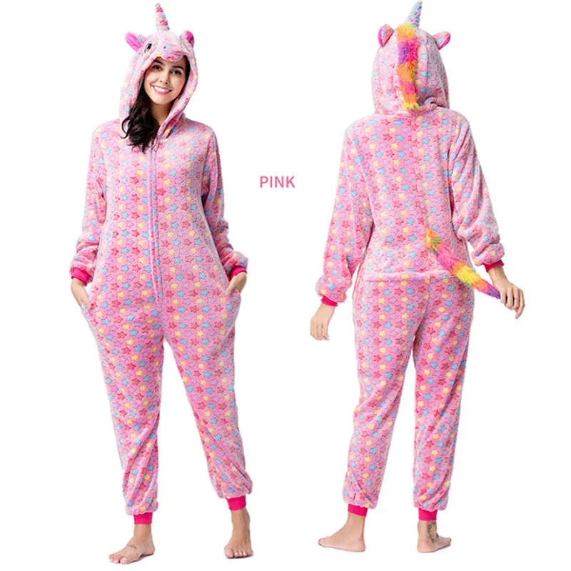 Unisex Womens Onesie Pajamas Unicorn Animal Sherpa Fleece One Piece Jumpsuit Cosplay Party Costume