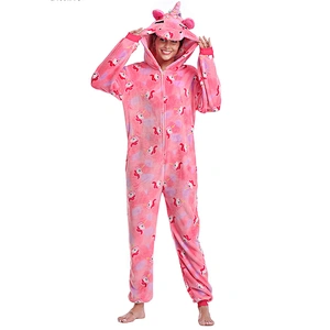 Womens Plush Fabric Onesie Pajamas Unicorn Animal Sherpa Fleece One Piece Jumpsuit Cosplay Party Costume