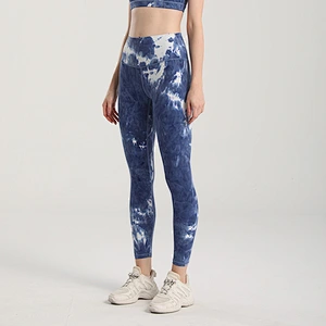 Customized Logo Womens High Waist Yoga Leggings Bottoms Tie Dye Yoga fitness Sports Pants