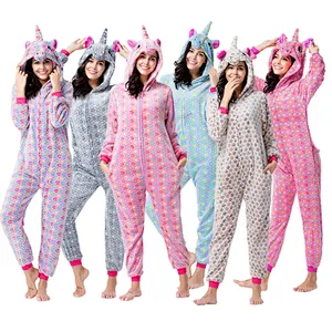 Unisex Womens Onesie Pajamas Unicorn Animal Sherpa Fleece One Piece Jumpsuit Cosplay Party Costume
