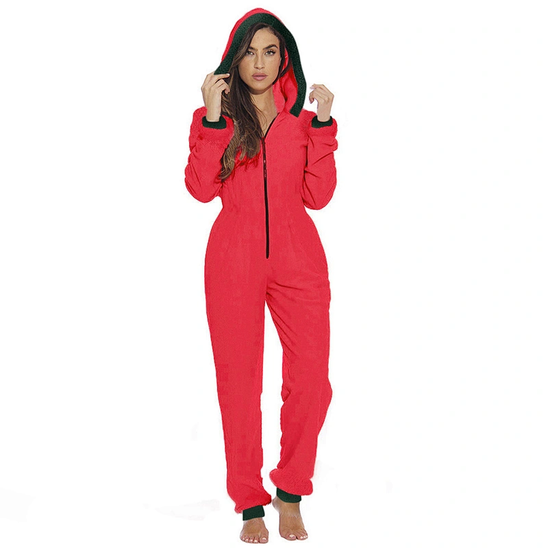 Womens Sherpa Onesie  Pajamas, Christmas one piece Sleepwear Playsuit Jumpsuit