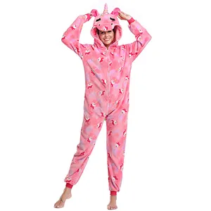 Womens Plush Fabric Onesie Pajamas Unicorn Animal Sherpa Fleece One Piece Jumpsuit Cosplay Party Costume