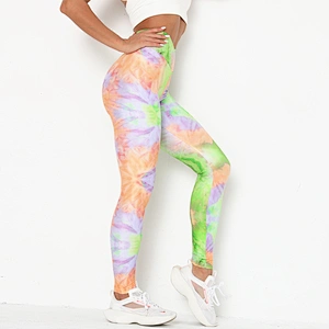 Womens High Waist Tie Dye Yoga Pants Tummy Control Workout Running Soft Stretch Yoga Pants Leggings Capris