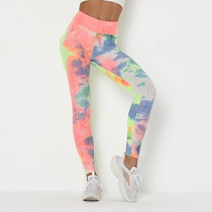 Womens High Waisted Workout Leggings Soft Opaque Slim Tummy Control Printed Tie dye Pants for Sports Yoga