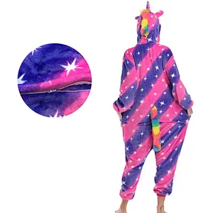 Amazon Hot Womens One Piece Jumpsuit Loungewear Unicorn Animal Sherpa Fleece Carton Onesie Pajamas