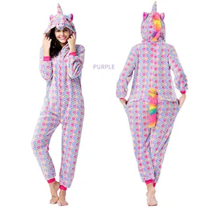 Unisex Womens Onesie Pajamas Unicorn Animal Sherpa Fleece One Piece Jumpsuit Cosplay Party Costume