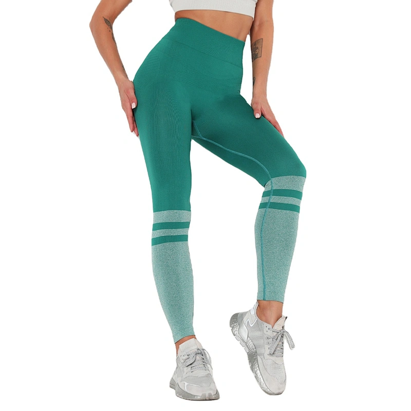 Women's Tummy Control Butt Lift Yoga Fitness Workout Sports Pants High Waist Stripe Yoga Pants Leggings Bottoms