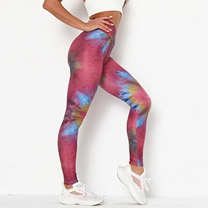 Womens High Waist Tie Dye Yoga Pants Tummy Control Workout Running Soft Stretch Yoga Pants Leggings Capris