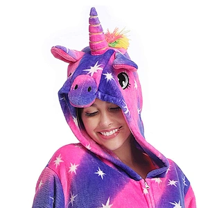 Amazon Hot Womens One Piece Jumpsuit Loungewear Unicorn Animal Sherpa Fleece Carton Onesie Pajamas