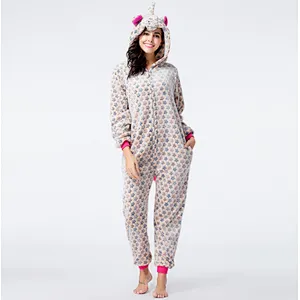 Unisex Womens Onesie Pajamas Unicorn Animal Sherpa Fleece One Piece Jumpsuit Cosplay Party Costume