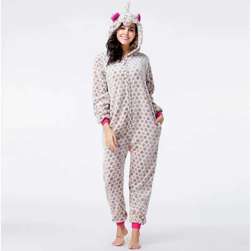 Unisex Womens Onesie Pajamas Unicorn Animal Sherpa Fleece One Piece Jumpsuit Cosplay Party Costume