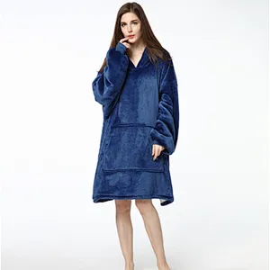 Wearable Hooded Blanket Sweatshirt Oversize Huggle Hoodie TV Sherpa Blanket Hoodies with Kangaroo Pocket