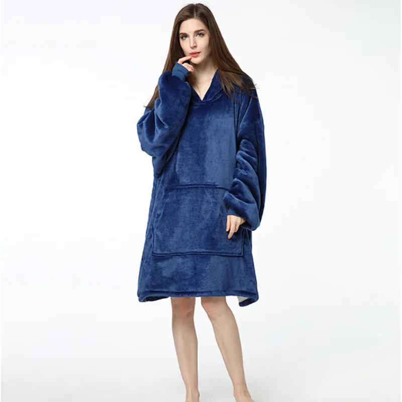 Wearable Hooded Blanket Sweatshirt Oversize Huggle Hoodie TV Sherpa Blanket Hoodies with Kangaroo Pocket