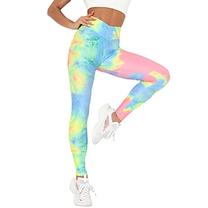 Womens High Waist Tie Dye Yoga Pants Tummy Control Workout Running Soft Stretch Yoga Pants Leggings Capris
