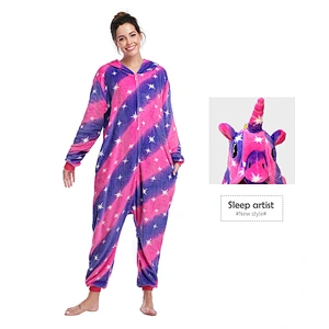 Amazon Hot Womens One Piece Jumpsuit Loungewear Unicorn Animal Sherpa Fleece Carton Onesie Pajamas