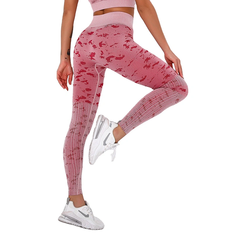 Women's Tummy Control Butt Lift Workout Sports Pants High Waist Pink Seamless Yoga Leggings High Elasticity