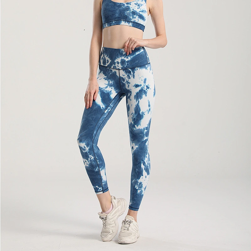 Customized Logo Womens High Waist Yoga Leggings Bottoms Tie Dye Yoga fitness Sports Pants