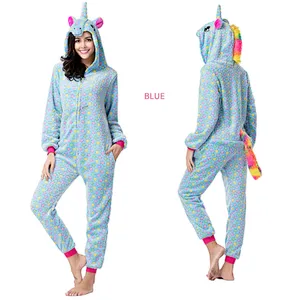 Unisex Womens Onesie Pajamas Unicorn Animal Sherpa Fleece One Piece Jumpsuit Cosplay Party Costume