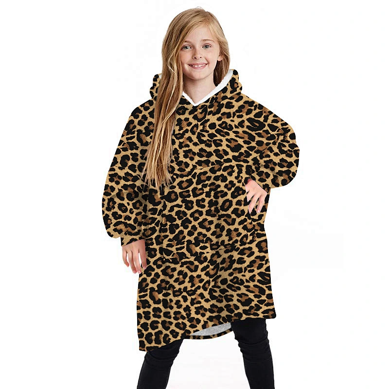 Kids Oversized Sherpa Wearable Blanket, Fuzzy Sherpa Fleece Hooded blanket Sweatshirt with Pocket