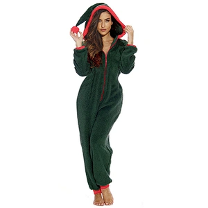 Womens Sherpa Onesie  Pajamas, Christmas one piece Sleepwear Playsuit Jumpsuit