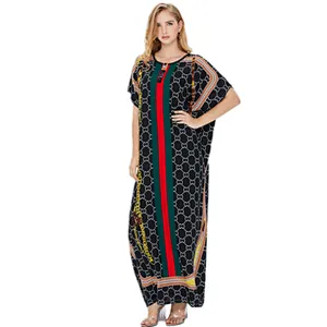 Custom Logo Women Print Turkish Kaftans Chiffon Caftan Loungewear Beachwear Bikini Swimsuit Cover Up Dress