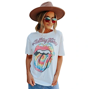 Womens Short Sleeve Graphic Crewneck Tee Loose Casual Cotton T-Shirt Tops