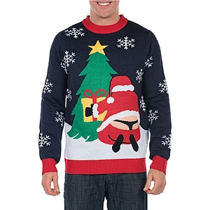 Amazon Top Unisex Long Sleeve Christmas Sweater Tops Funny Santa Ugly Christmas Sweater
