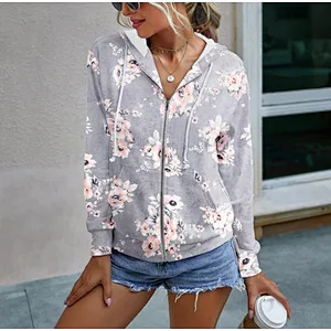 Amazon hot Women Long Sleeve Casual Tops Pullover Zip Up Hooded Tie Dye Sweatshirt Hoodies with Pocket