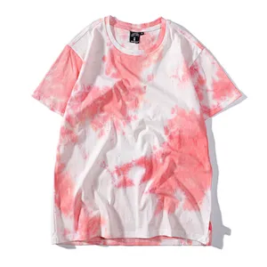 Custom Design Unisex Crew neck T Shirts Tie Dye Basic Casual Loose Couple t shirts Tops