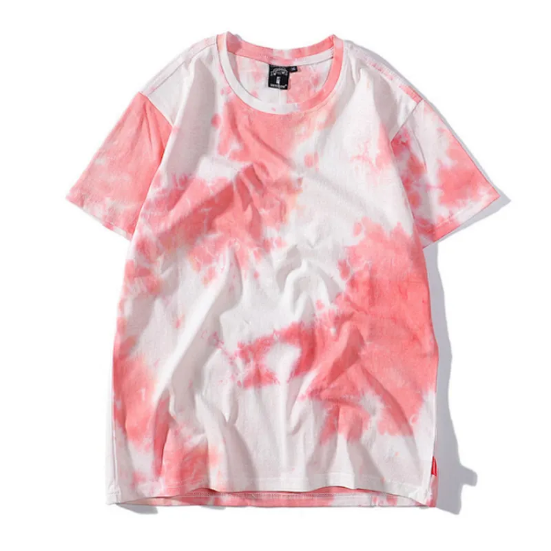 Custom Design Unisex Crew neck T Shirts Tie Dye Basic Casual Loose Couple t shirts Tops